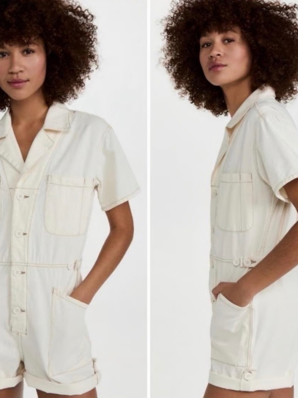 pistola Ivory Short Sleeve Utility Romper-NWOT